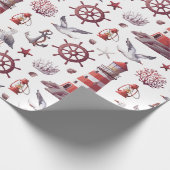 Nautisch thema - Vuurtoren, Koraal, Marine Life Cadeaupapier (Hoek)