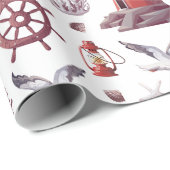 Nautisch thema - Vuurtoren, Koraal, Marine Life Cadeaupapier (Rol Hoek)