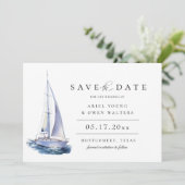 Nautisch thema waterverf jacht behalve datum aankondiging (Staand voorkant)