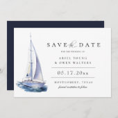 Nautisch thema waterverf jacht behalve datum aankondiging (Voorkant / Achterkant)