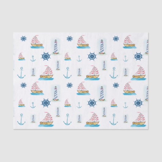 Nautisch thema waterverf tissuepapier (Voorkant)