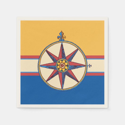Nautisch thema Windrose Compass  jachthaven Servetten (Voorkant)