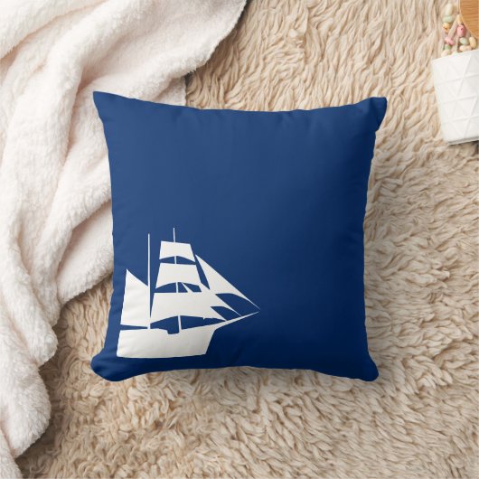 Nautisch thema Zeailboot Blauw Kussen (Deken)