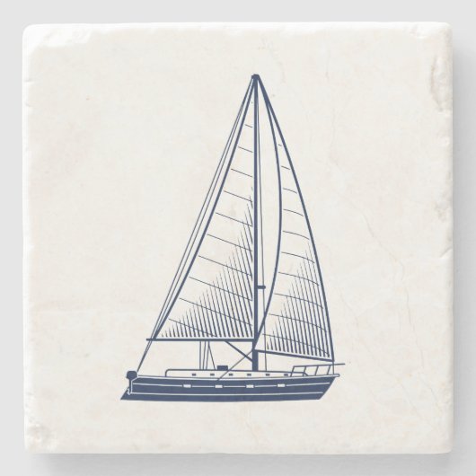 Nautisch thema Zeailboot Stenen Onderzetter (Voorkant)