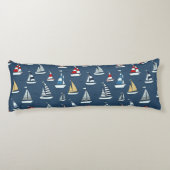Nautisch thema, zeilboten op blauw lichaamskussen (Achterkant)