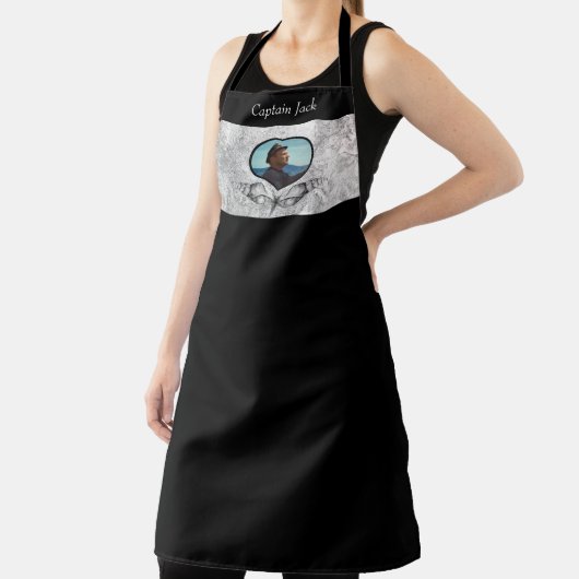 Nautisch-thema Zwart Grijs Foto Shell Waterverf Schort (Insitu)