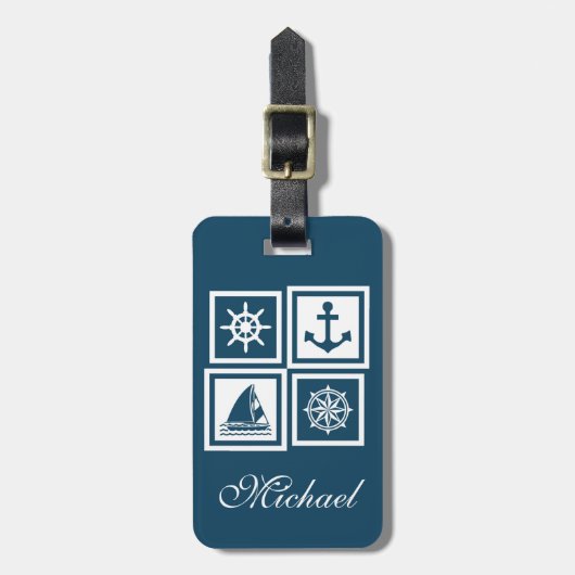 Nautisch thematisch ontwerp bagagelabel (Voorkant verticaal)