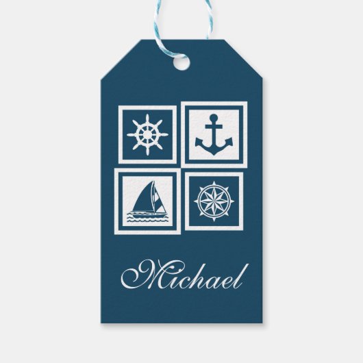 Nautisch thematisch ontwerp cadeaulabel (Voorkant)