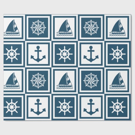 Nautisch thematisch ontwerp cadeaupapier (Vlak)
