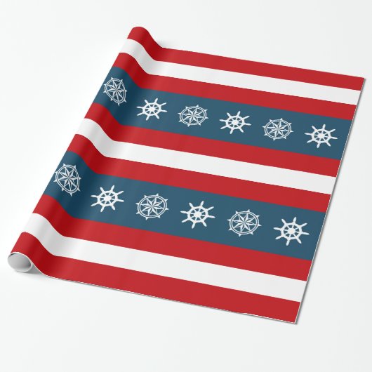 Nautisch thematisch ontwerp cadeaupapier (Uitgerold)