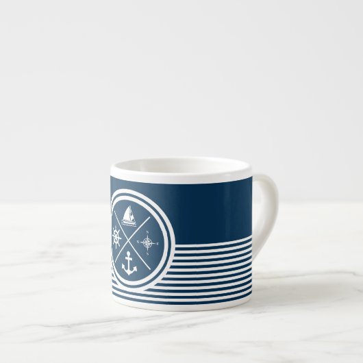 Nautisch thematisch ontwerp espresso kop (Voorkant rechts)