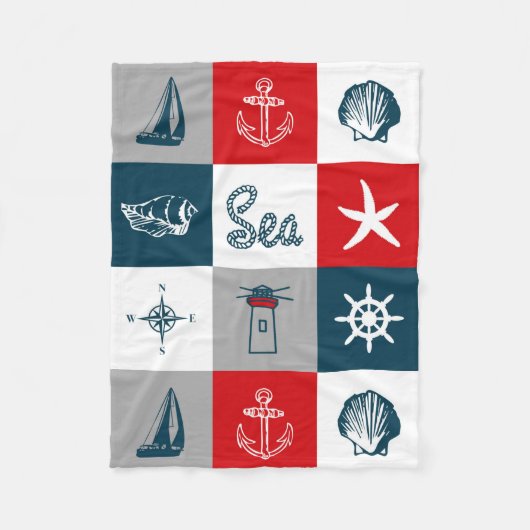 Nautisch thematisch ontwerp fleece deken (Voorkant)