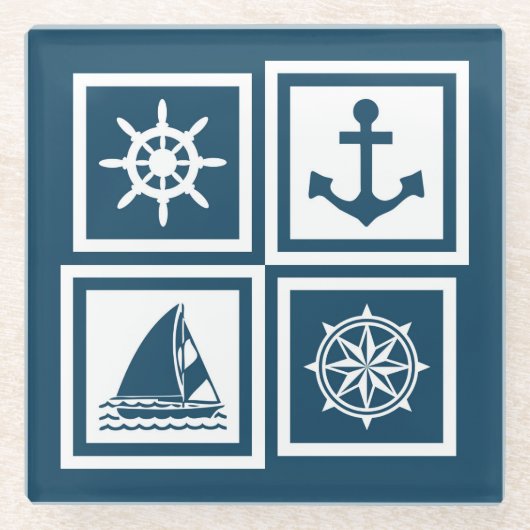 Nautisch thematisch ontwerp glazen onderzetter (Voorkant)