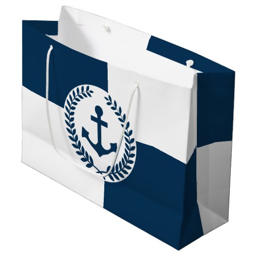 Nautisch thematisch ontwerp groot cadeauzakje (Voorkant Gekanteld)