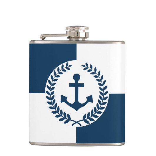 Nautisch thematisch ontwerp heupfles (Voorkant)