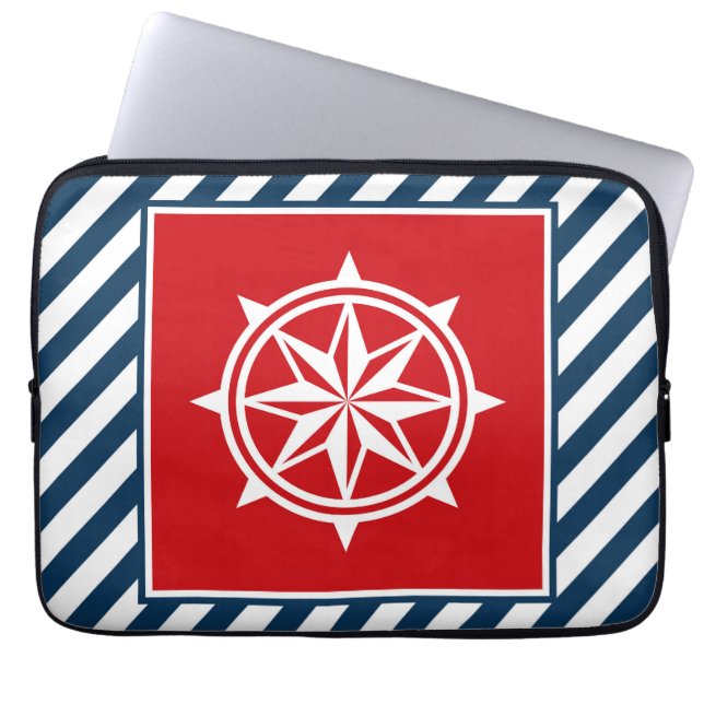 Nautisch thematisch ontwerp laptop sleeve (Voorkant)