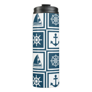 Nautisch thematisch ontwerp thermosbeker