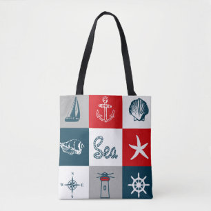Nautisch thematisch ontwerp tote bag