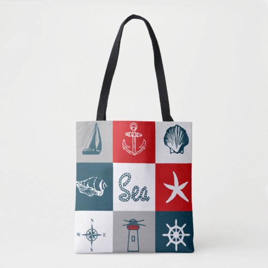 Nautisch thematisch ontwerp tote bag (Voorkant)