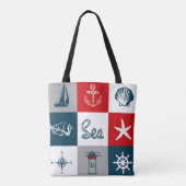 Nautisch thematisch ontwerp tote bag (Achterkant)