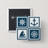 Nautisch thematisch ontwerp vierkante button 5,1 cm (Voorkant /achterkant)