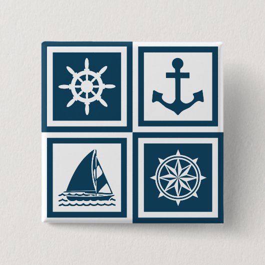 Nautisch thematisch ontwerp vierkante button 5,1 cm (Voorkant)