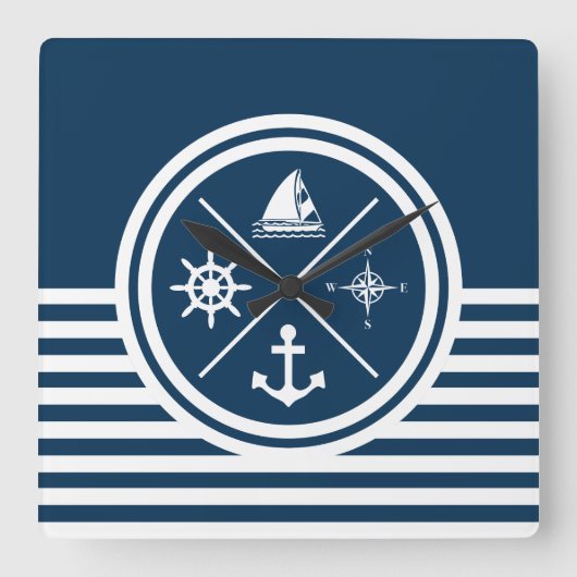 Nautisch thematisch ontwerp vierkante klok (Voorkant)