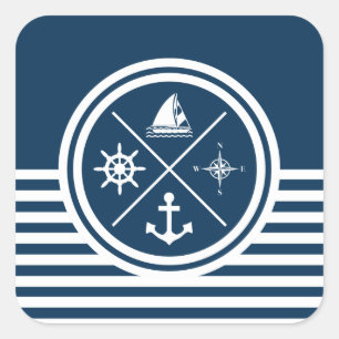 Nautisch thematisch ontwerp vierkante sticker