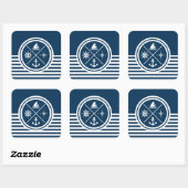 Nautisch thematisch ontwerp vierkante sticker (Vel)