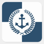 Nautisch thematisch ontwerp vierkante sticker (Voorkant)