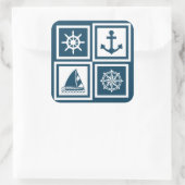 Nautisch thematisch ontwerp vierkante sticker (Tas)