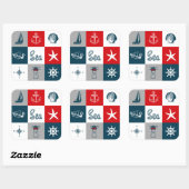 Nautisch thematisch ontwerp vierkante sticker (Vel)