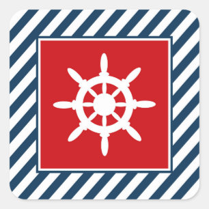 Nautisch thematisch ontwerp vierkante sticker