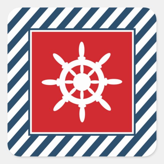 Nautisch thematisch ontwerp vierkante sticker (Voorkant)
