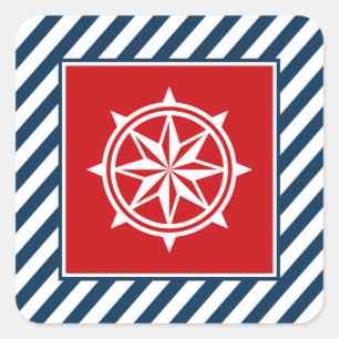 Nautisch thematisch ontwerp vierkante sticker