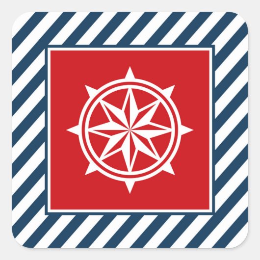 Nautisch thematisch ontwerp vierkante sticker (Voorkant)