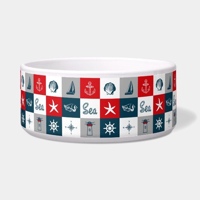 Nautisch thematisch ontwerp voerbakje (Voorkant)