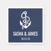 Nautisch touw & anker gepersonaliseerd servetten (Voorkant)