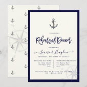 Nautisch Touw Anker Marine Blauw Repetitie Diner Kaart (Voorkant / Achterkant)