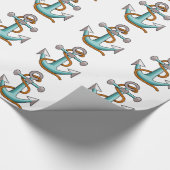 Nautisch touw en anker cadeaupapier (Hoek)