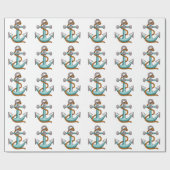 Nautisch touw en anker cadeaupapier (Vlak)