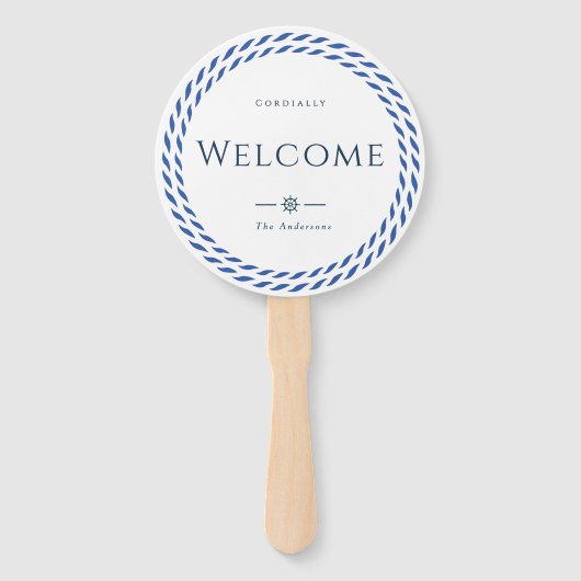 Nautisch Touw Formeel Welkom Wit Handwaaier (Voorkant)