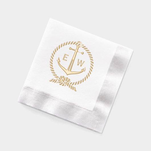 Nautisch touw Lijst Anker Monogram Initiaal R2 Folie Servetten (Links)