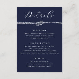 Nautisch Touw Marine Blauw Elegante Details Huweli Informatiekaartje