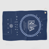 nautisch touw monogram marine golfhanddoek (Horizontaal)