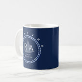 nautisch touw monogram marine koffiemok (Voorkant links)
