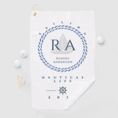 Nautisch touw monogram wit golfhanddoek (Insitu)