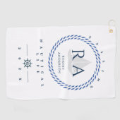 Nautisch touw monogram wit golfhanddoek (Horizontaal)