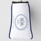 Nautisch touw monogram wit golfheadcover (Draai 90)