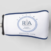 Nautisch touw monogram wit golfheadcover (Voorkant)